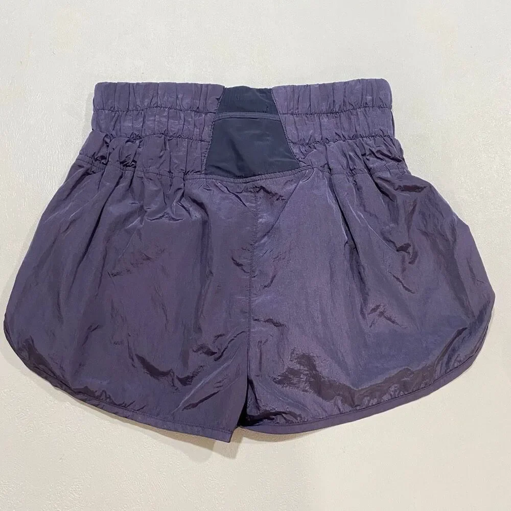Free People FP Movement Purple Smocked Running Shorts XS High Rise Athletic